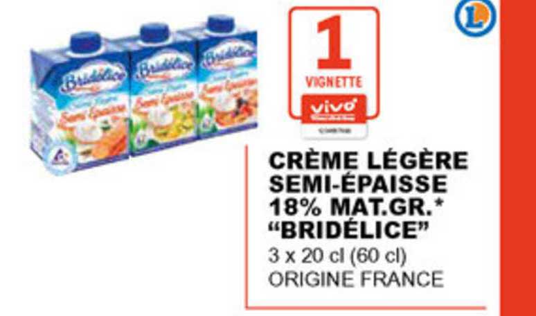 bridélice crème légère semi épaisse 18% m.g.