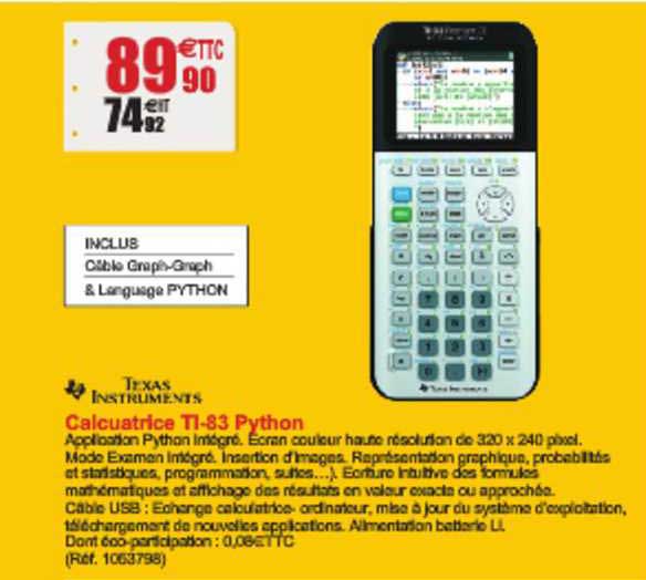 calculatrice ti83 python texas instruments