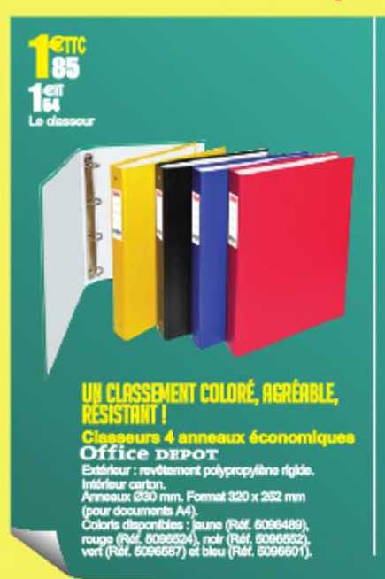 classeurs 4 anneaux économiques office dépôt