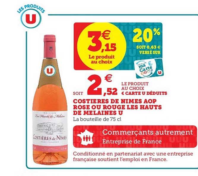 costières de nîmes aop rose ou rouge les hauts de mélaines u