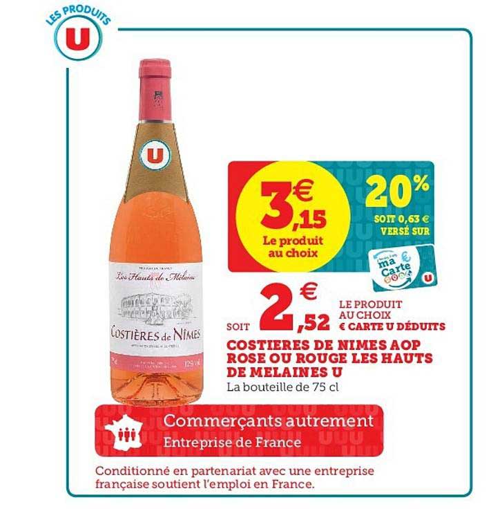 costières de nîmes aop rose ou rouge les hauts des mélaines u
