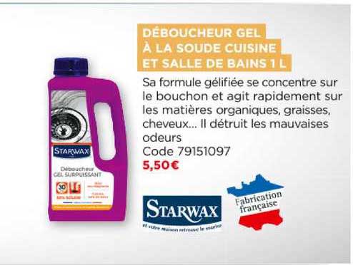 déboucheur gel à la soude 1 litre cuisine et salle de bains starwax