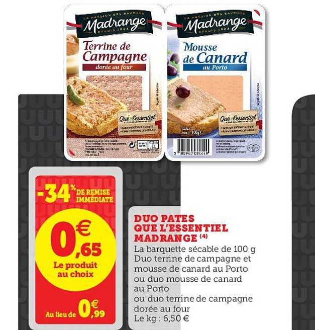duo patés que l'essentiel madrange -34% de remise immédiate
