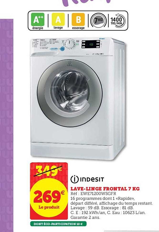 lave linge frontal 7 kg indesit