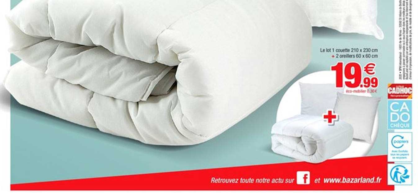 lot 1 couette 210x230 cm + 2 oreillers 60x60 cm