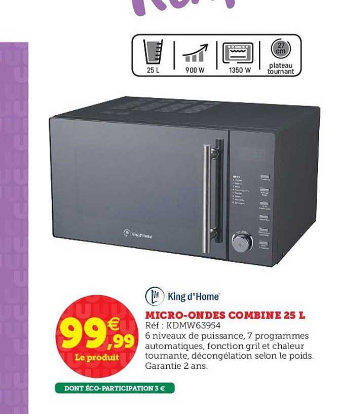 micro ondes combiné 25 litres king d home