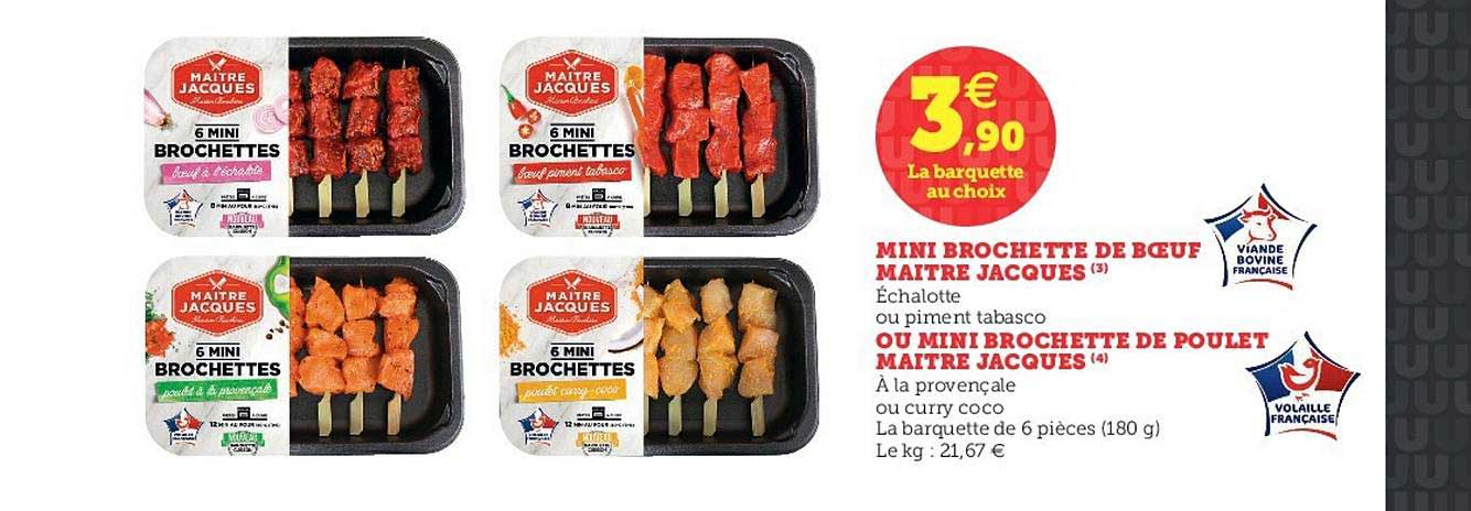 mini brochette de bœuf maître jacques ou mini brochette de poulet maître jacques