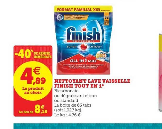 Nettoyant Lave Vaisselle Finish Tout En 1 -40% De Remise Immédiate