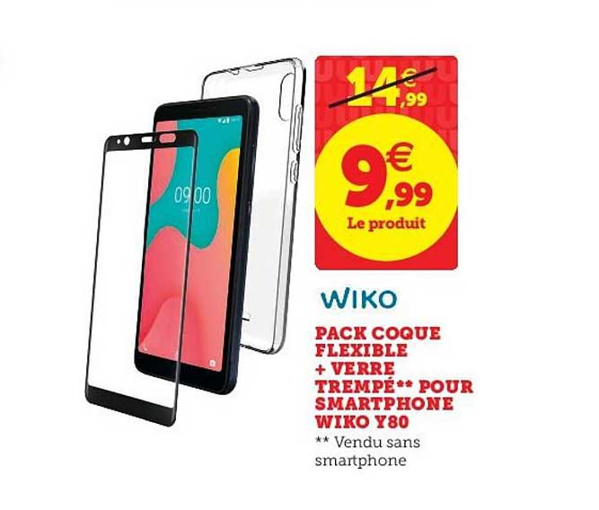 Pack Coque Flexible + Verre Trempé Pour Smartphone Wiko Y80