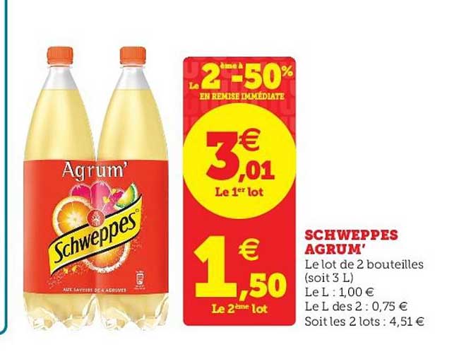 schweppes agrum  le 2e à -50%
