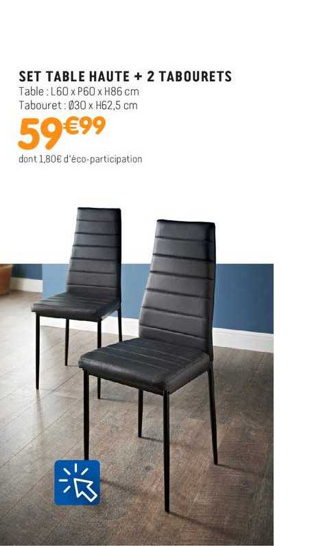 Set Table Haute + 2 Tabourets