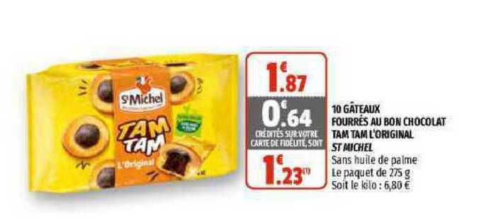 10 gâteaux fourrés au bon chocolat tam tam l'original st michel