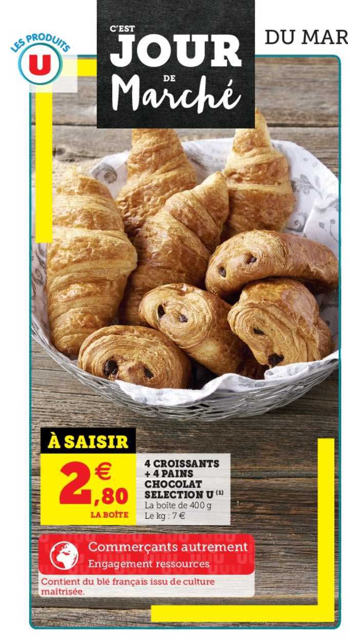 4 Croissants + 4 Pains Chocolat Sélection U