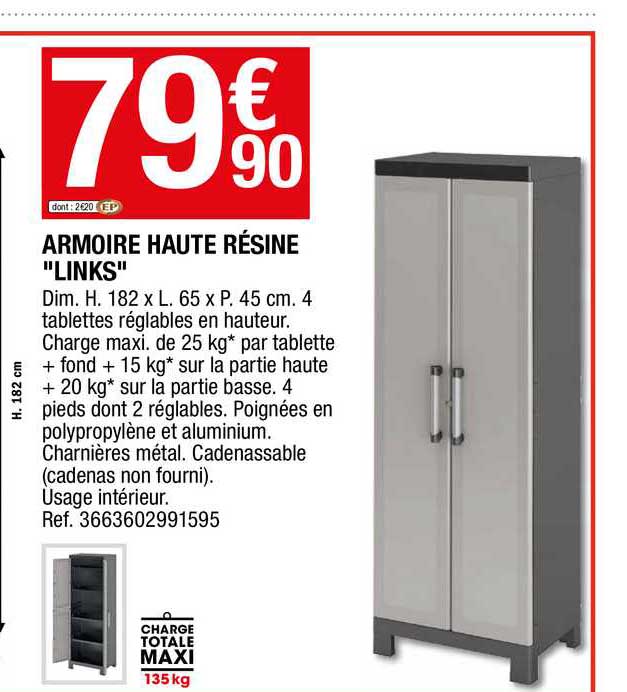 armoire haute résine "links"