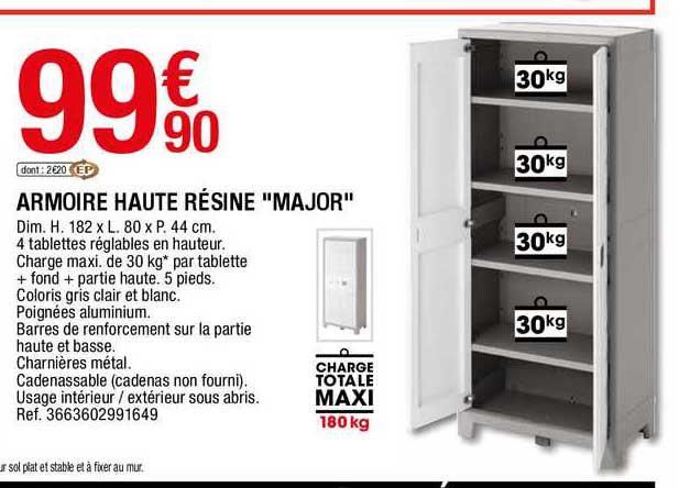 armoire haute résine "major"