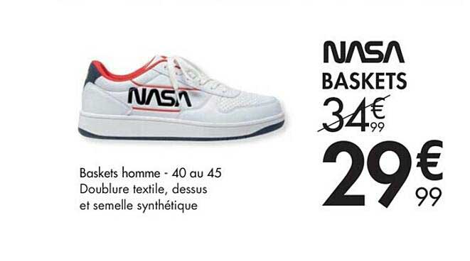 baskets homme - 40 au 45 doublure texltile dessus et semelle synthétique