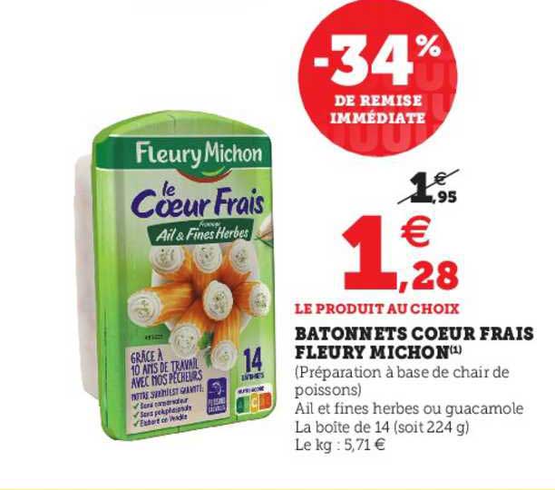 Bâtonnets Cœur Frais Fleury Michon