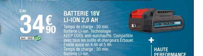 batterie 18 v li-ion 2,0 ah