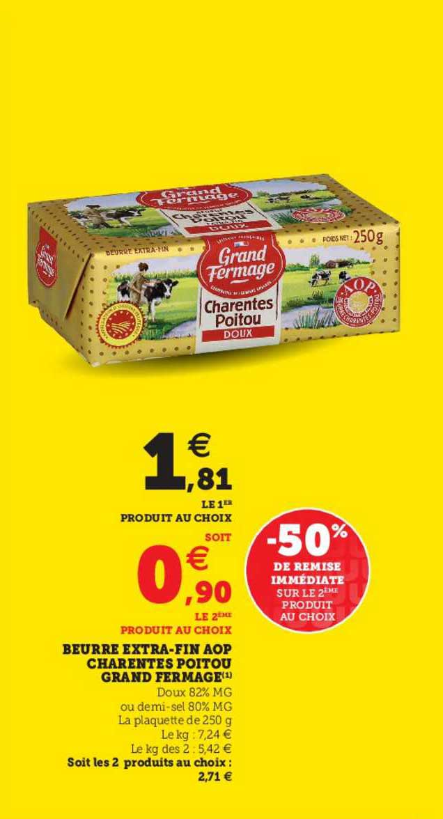 beurre extra-fin aop charentes poitou grand fermage