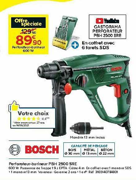 Bosch Perforateur-burineur Pbh 2500 Sre