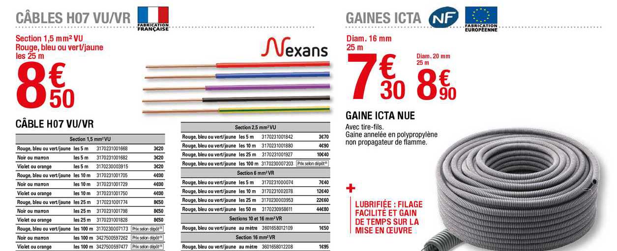 câble h07 vu-vr gaine icta nue