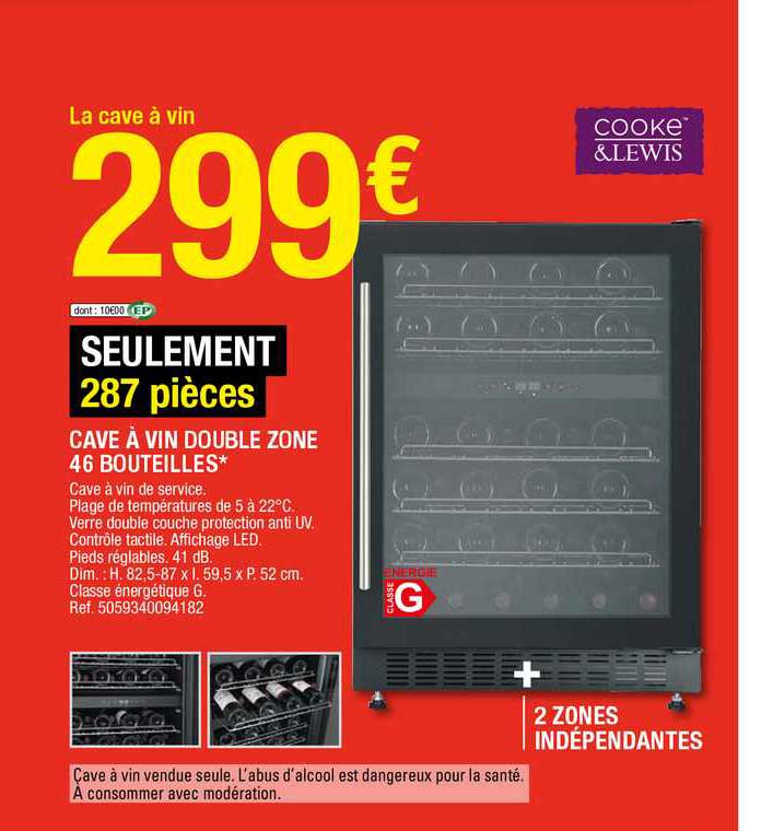 cave à vin double zone 46 bouteilles cooke&lewis