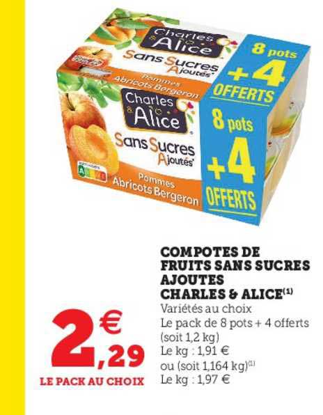 Compotes De Fruits Sans Sucres Ajoutés Charles & Alice