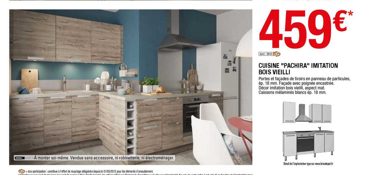 cuisine "pachira" imitation bois vieilli