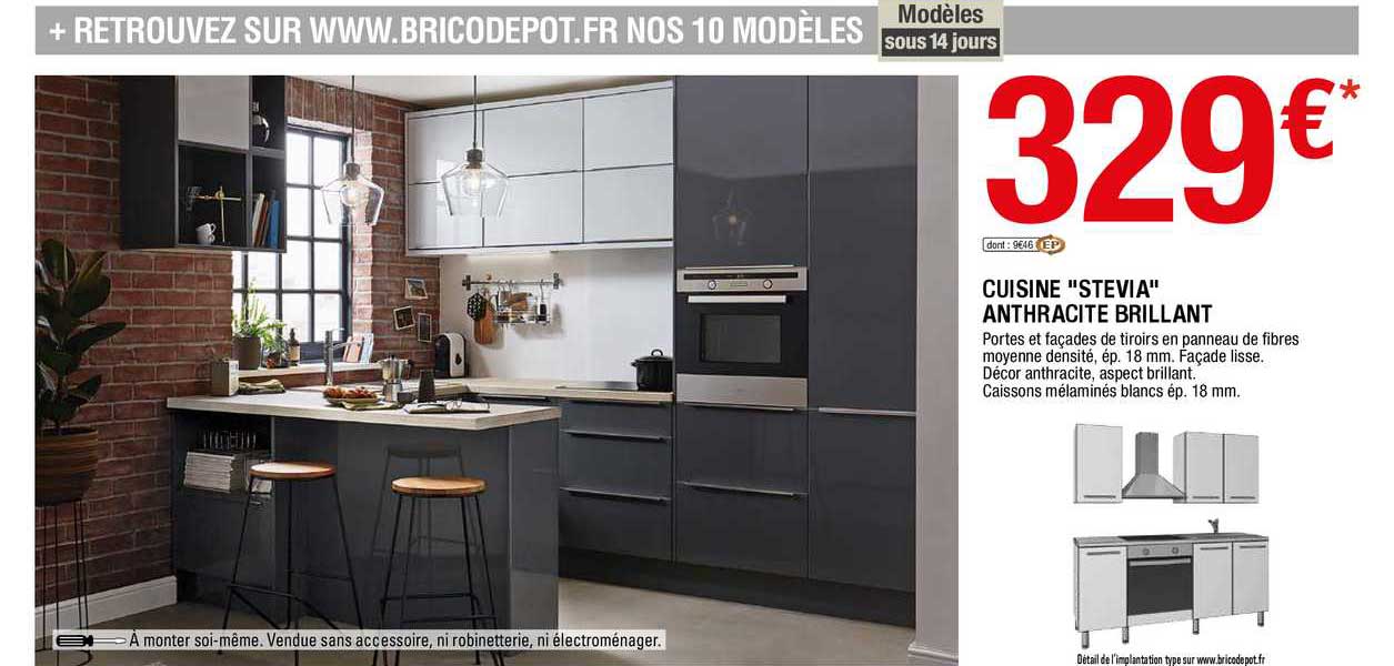 cuisine "stevia" anthracite brillant