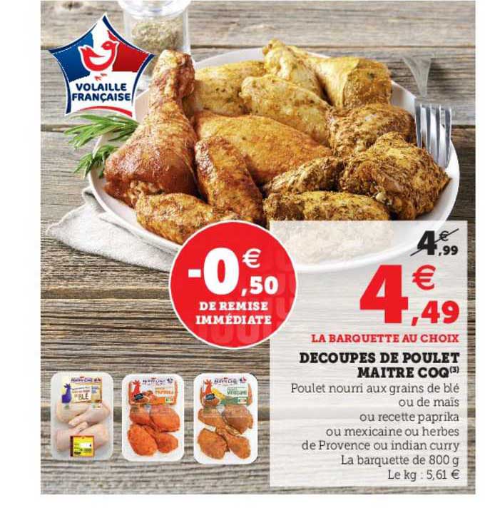 découpes de poulet maître coq