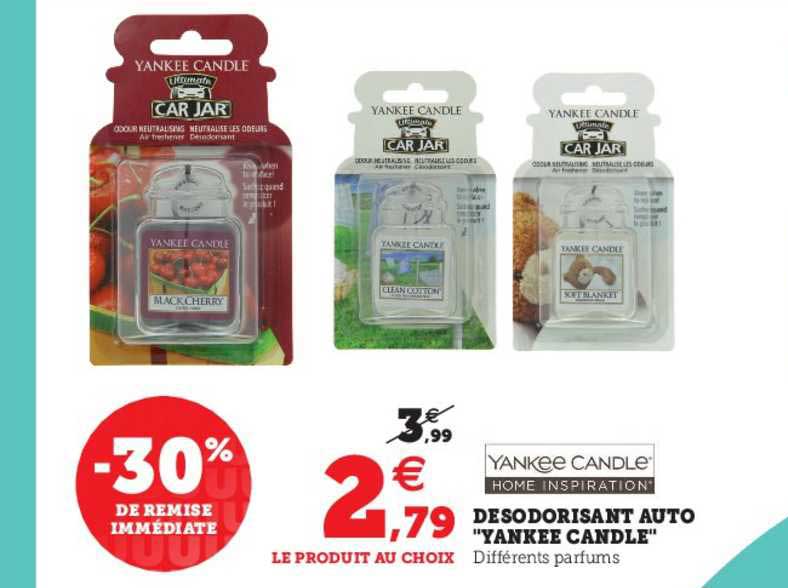 désodorisant auto yankee candle -30% de remise immédiate