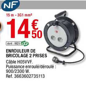 Enrouleur De Bricolage 2 Prises