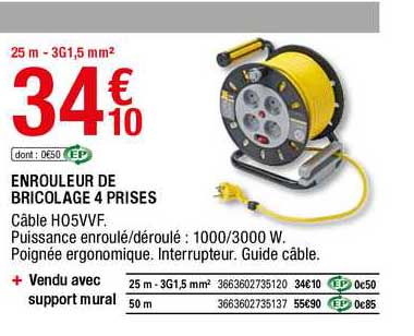Enrouleur De Bricolage 4 Prises
