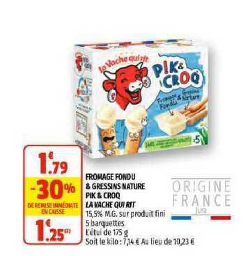 fromage fondu & gressins nature pik & croq la vache qui rit