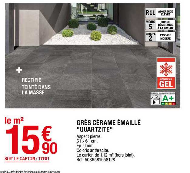 Grès Cérame émaillé " Quartzite"