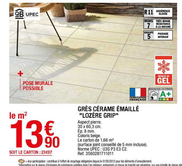 grès cérame émaillé "lozère grip"