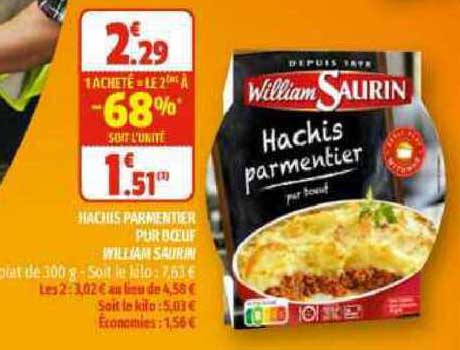 hachis parmentier pur bœuf william saurin