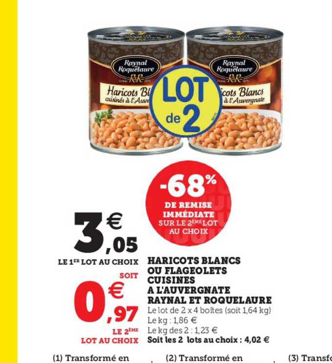 haricots blancs ou flageolets cuisinés à l'auvergnate raynal et roquelaure