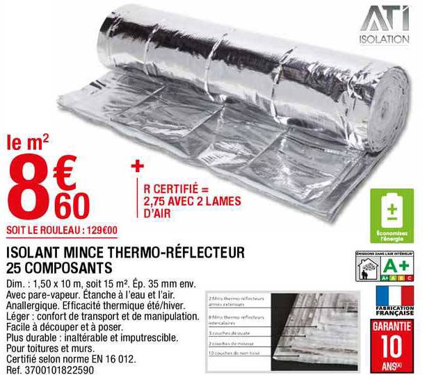 isolant mince thermo-réflecteur 25 composants