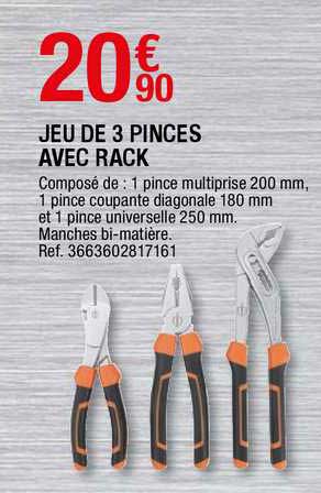 jeu de 3 pinces avec rack