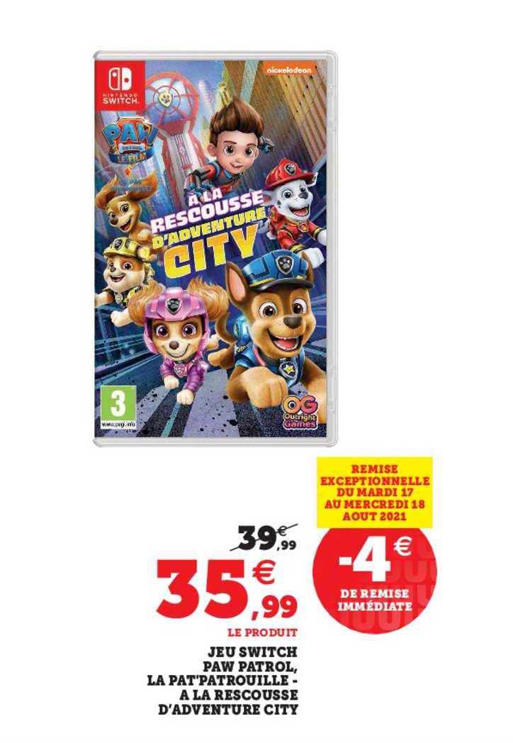 jeu switch paw patrol, la pat'patrouille - à la rescousse d'adventure city