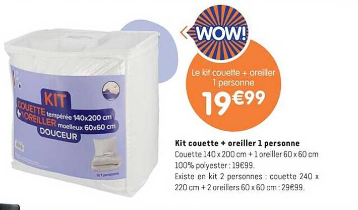 Kit Couette + Oreiller 1 Personne