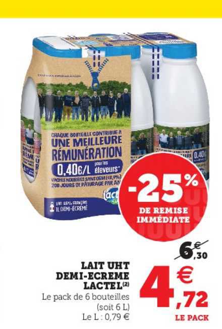 lait uht demi-écrémé lactel
