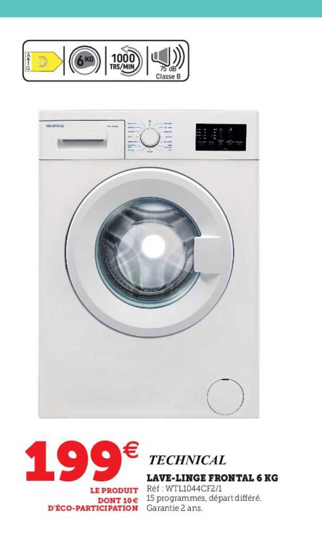 lave-linge frontal 6 kg technical