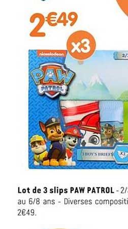 lot de 3 slips paw patrol