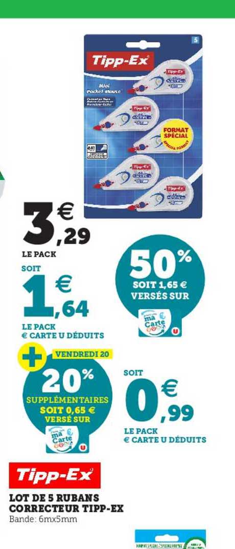 lot de 5 rubans correcteur tipp-ex