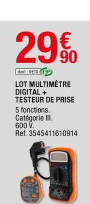lot multimètre digital + testeur de prise