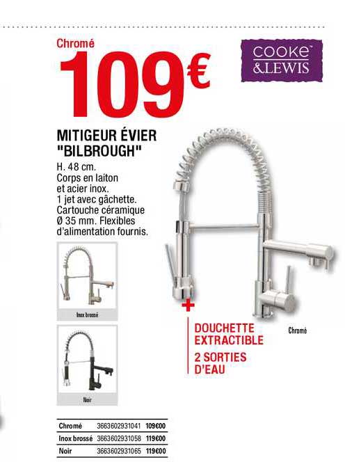 mitigeur évier "bilbrough" cooke&lewis