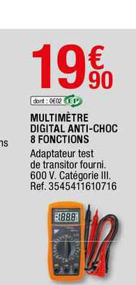 multimètre digital anti-choc 8 fonctions