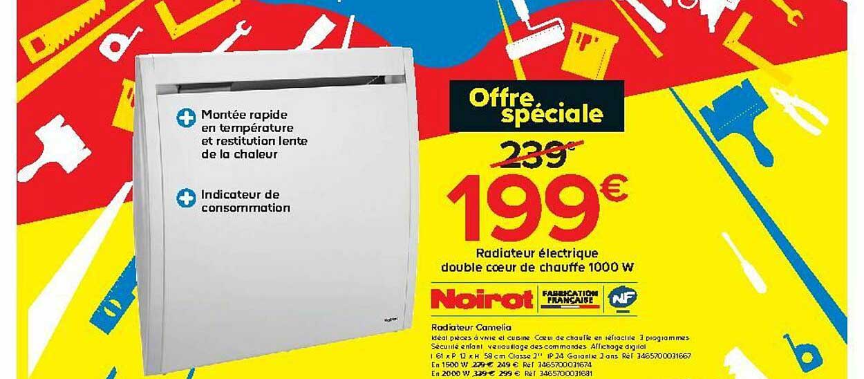 radiateur électrique double cœur de chauffe 1000 w